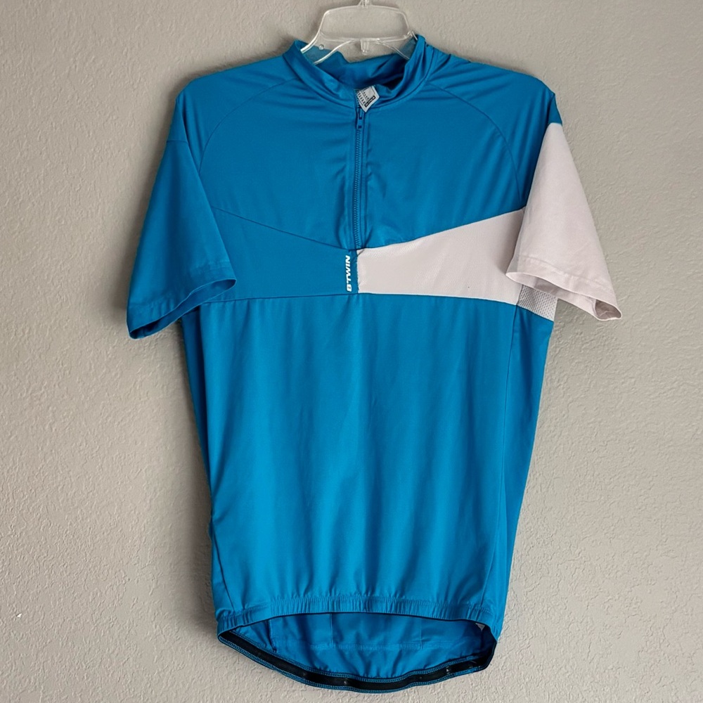 Men's Blue and White Cycling Maillot in size S Pre-owned
